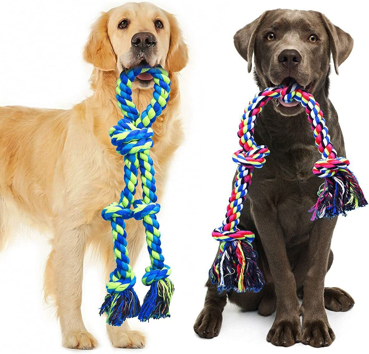 Heavy Duty Dog Rope Toys for Large Breed Aggressive Chewers, 2 Pack Indestructible Teeth Cleaning Tug of War Toy